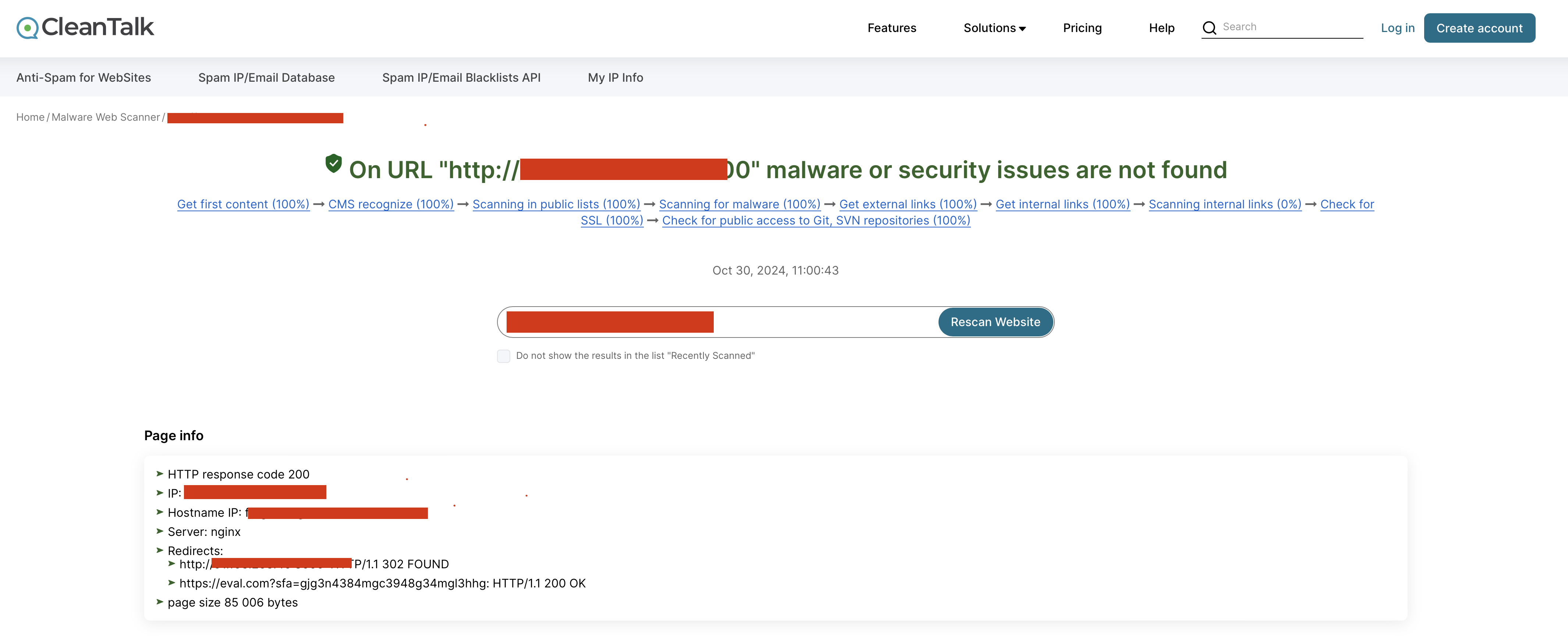 Scanning for malware
